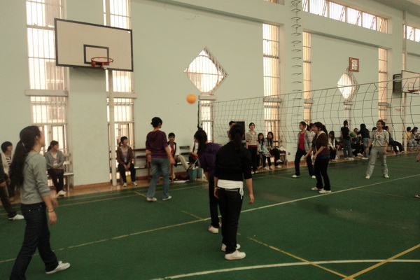 双方在进行气排球友谊赛