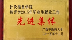 针灸推拿学院荣获2015年就业先进集体