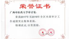我校审计处荣获2017年至2019年全区内部审计工作成绩突出集体表扬